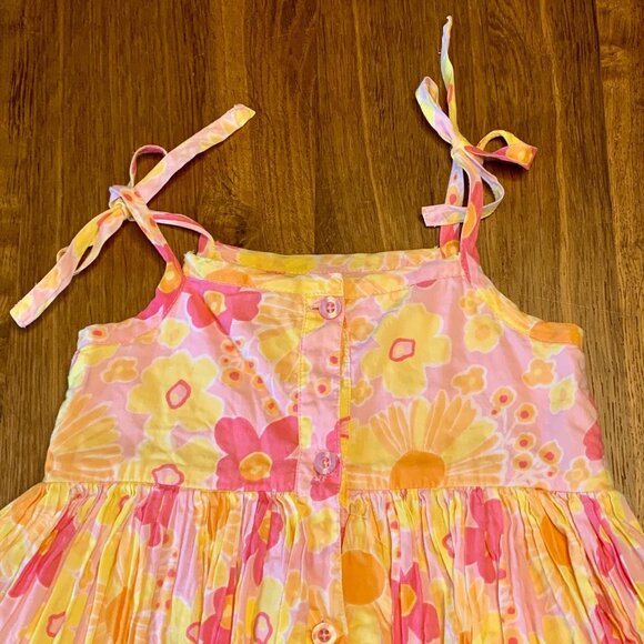 ESPRIT Summer Dress Girls 18 Months Floral Yellow Pink Smocked Flowers Toddler - Picture 4 of 7